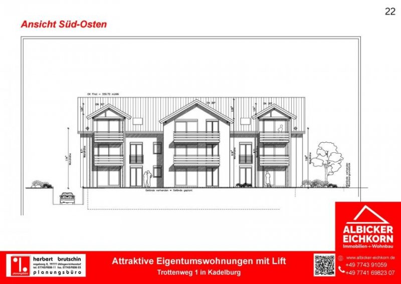 Küssaberg 3 Zi. OG mit Balkon ca. 98m² - Wohnung 7 - Trottenweg 1, 79790 Kadelburg- Neubau KFW Wohnung kaufen