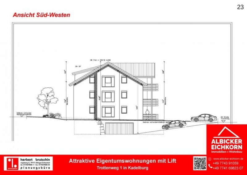Küssaberg 3 Zi. OG mit Balkon ca. 98m² - Wohnung 7 - Trottenweg 1, 79790 Kadelburg- Neubau KFW Wohnung kaufen