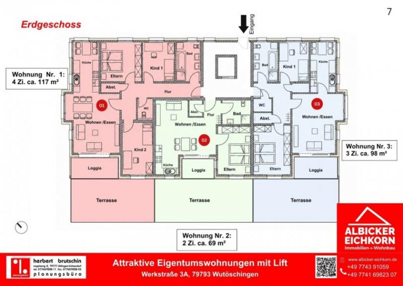 Wutöschingen 2 Zi. EG mit Terrasse ca. 69 m² - Wohnung 2 - Werkstraße 3a, 79793 Wutöschingen - Neubau Wohnung kaufen