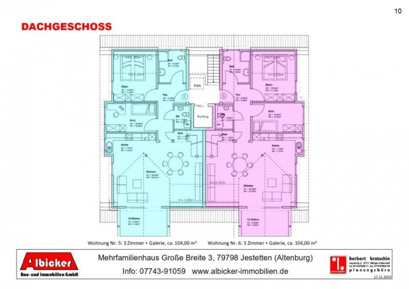 Jestetten 4 Zi. + Galerie DG mit Balkon ca. 104 m² mit Lift, Klimafreundlicher Neubau- Jestetten Altenburg Wohnung kaufen