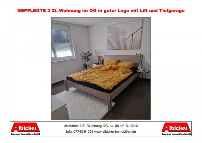 Jestetten Kapitalanleger gesucht: 3 Zi.-Wohnung OG mit Balkon, Tiefgarage und Stellplatz, ca. 80 m², BJ 2012 Wohnung kaufen