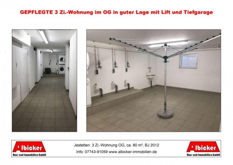 Jestetten Kapitalanleger gesucht: 3 Zi.-Wohnung OG mit Balkon, Tiefgarage und Stellplatz, ca. 80 m², BJ 2012 Wohnung kaufen