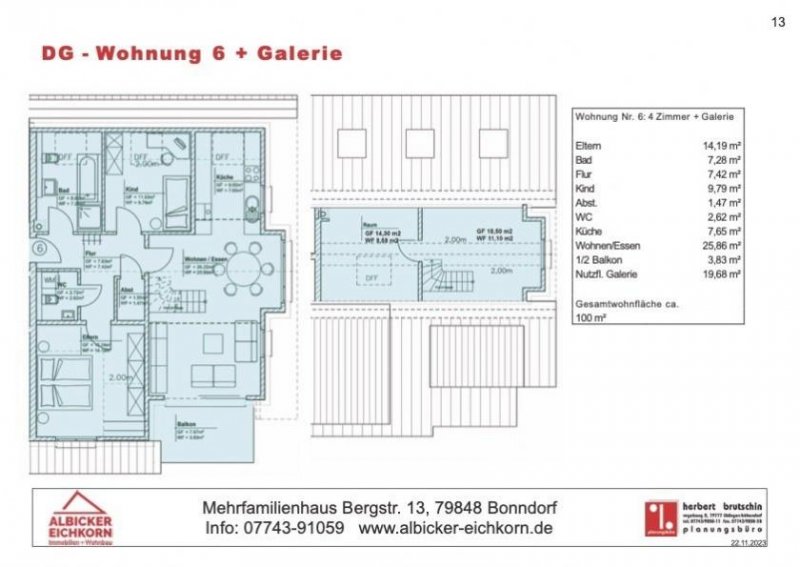 Bonndorf im Schwarzwald 4 Zi. Galeriewohnung im DG mit Balkon-KFW40-ca. 100 m² - Wohnung 6 - Bergstr. 13, 79848 Bonndorf-mit Lift Wohnung kaufen