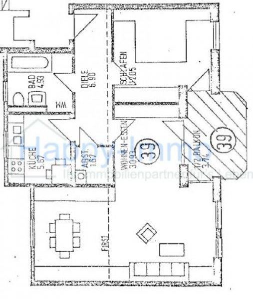 Taufkirchen - 2-Zimmer-Dachgeschoß-Wohnung im 3. OG / Duplex TG / Vermietet Wohnung kaufen