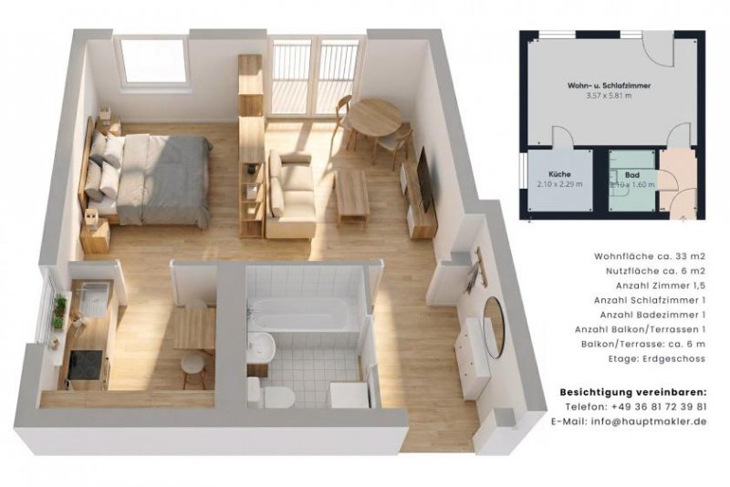 Suhl Top-Investment in Suhl: Gepflegte 33 m² Erdgeschosswohnung ohne Sanierungsstau oder Selbsteinzug? Wohnung kaufen