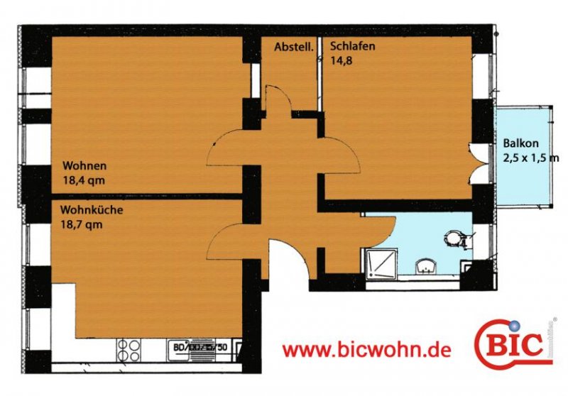 Dresden Balkon + Wohnküche + Laminat, 2-Raum-Wohnung in Dresden-Neustadt Wohnung mieten