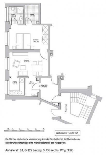 Leipzig ERSTBEZUG NACH SANIERUNG + EUTRITZSCH + 2 RAUM + 3. OBERGESCHOSS + AB SOFORT Wohnung mieten