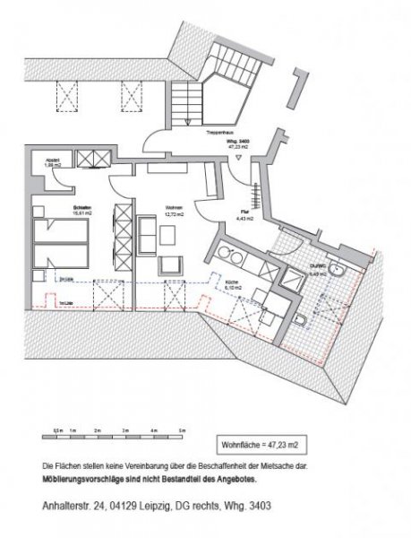 Leipzig ERSTBEZUG NACH SANIERUNG + EUTRITZSCH + 2 RAUM + DACHGESCHOSS + AB SOFORT Wohnung mieten