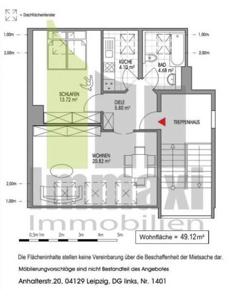 Leipzig EUTRITZSCH + 2 RAUM DACHGESCHOSS WOHNUNG + FREI AB 01.08.2026 Wohnung mieten
