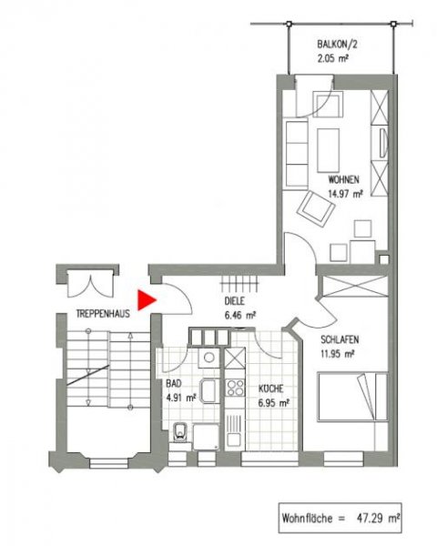 Leipzig EUTRITZSCH + 2 RAUM MIETWOHNUNG + BALKON + AB SOFORT Wohnung mieten
