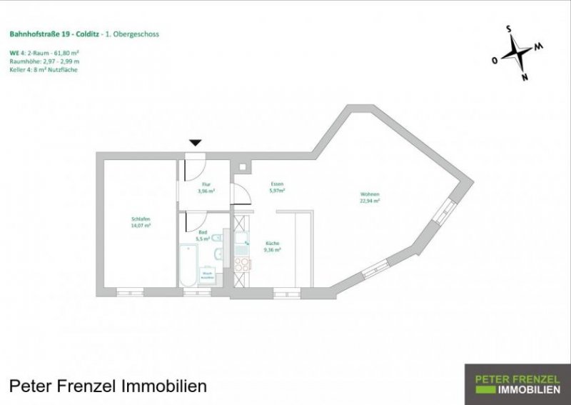 Colditz Erstbezug - nach Komplettsanierung und Modernisierung - 2-Raum-Wohnung Wohnung mieten