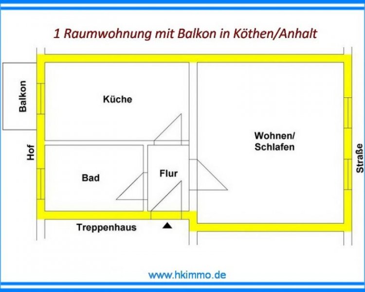 Köthen (Anhalt) 1-Raumwohnung mit Balkon in Köthen ! 1-ZKB Wohnung mieten