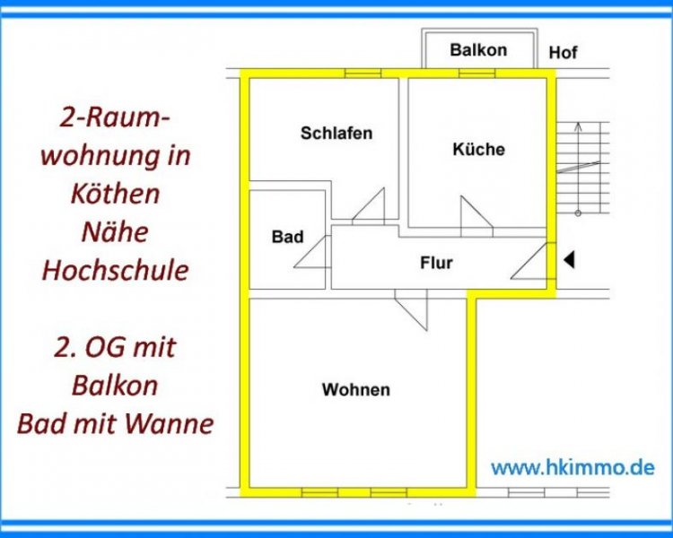 Köthen (Anhalt) 2-Raumwohnung mit Balkon in Köthen ! Wohnung mieten