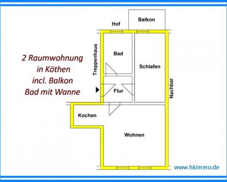 Köthen (Anhalt) Zweiraumwohnung mit Balkon in zentraler Lage ! Wohnung mieten