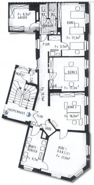 Zwickau 118 qm Büroetage im zentrumsnahen Denkmalschutzobjekt optional mit Einrichtung Gewerbe mieten