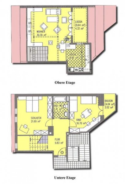 Zwickau Schöne 3-Raum-Maisonette-WE, sehr geräumig, mit Balkon und Loggia Wohnung mieten