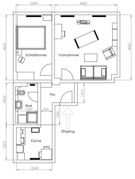Zwickau Möblierte 2-Raumwhg. mit Einbauküche in guter Lage! Wohnung mieten