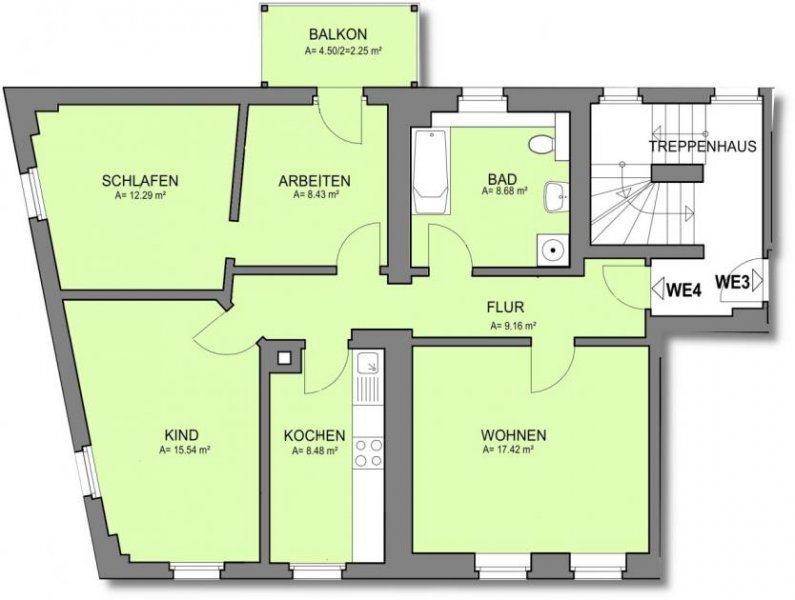 Zwickau Helle 4-Raumwhg. mit EBK und Balkon in Zwickau! Wallbox für E-Autos am Haus! Wohnung mieten