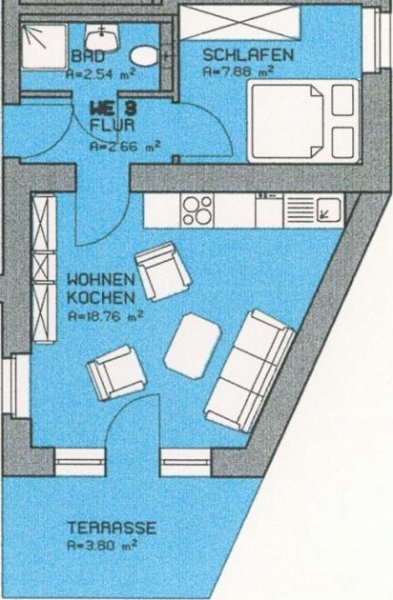 Kirchberg Helle 2-Raumwohnung mit Terrasse in Kirchberg! Wohnung mieten