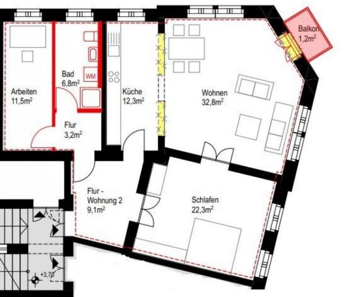 Chemnitz Zweitbezug! Hochwert. 3-Zi. mit Du., Stuck, EBK, Balkon & Vinylbelag in Uni und-Zentrumsnähe! Wohnung mieten