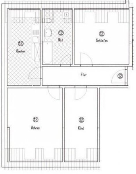 Chemnitz Gemütliche DG 3-Zimmer Wohnung mit Laminat und Wannenbad in guter Lage. Wohnung mieten
