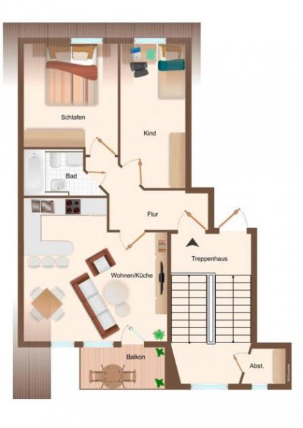 Chemnitz Günstige und DG 3-Zimmer mit Wanne, Abstellraum, Balkon und Laminat in guter Lage! Wohnung mieten