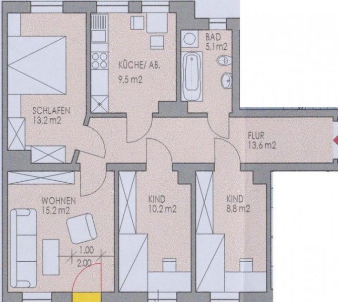 Chemnitz Großzügige 4-Zimmer mit Laminat und Wanne! Wohnung mieten