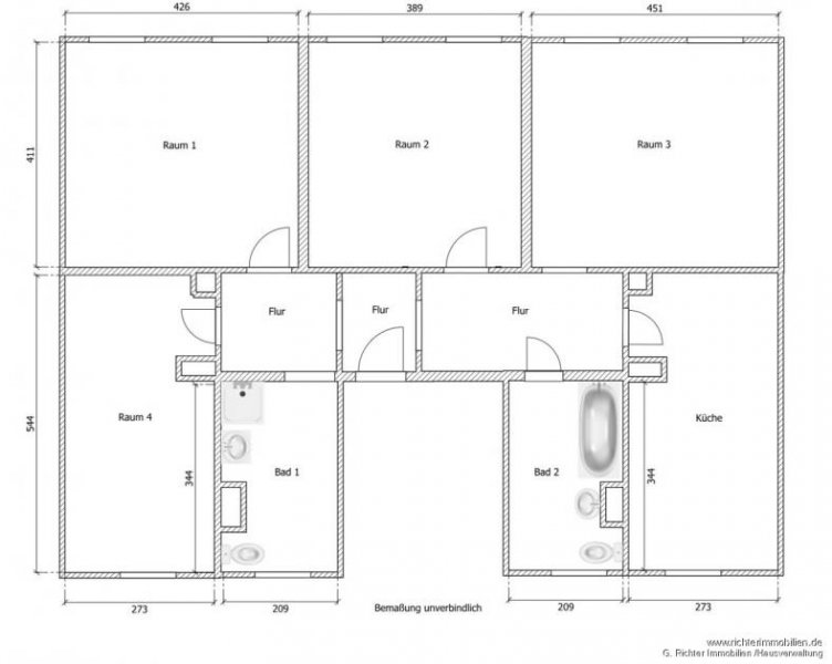 Freiberg Geräumige 4-Zimmer-Wohnung mit 2 Badezimmern und Einbauküche Wohnung mieten