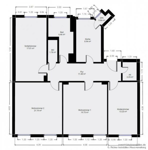 Freiberg Große 4-Zimmer-Wohnung mit Einbauküche, Speisekammer und Gäste-WC Wohnung mieten