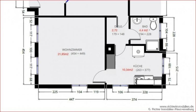 Freiberg Hübsche 1-Zimmer-Wohnung mit Einbauküche in der Nähe von Uni und Altstadt Wohnung mieten