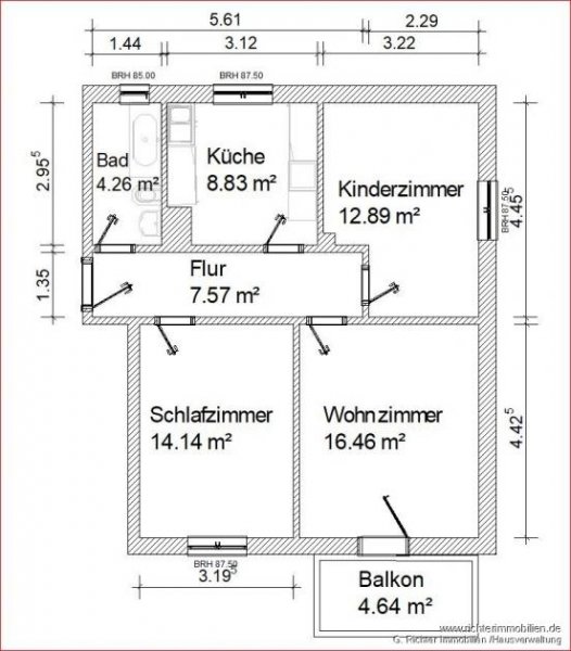 Halsbrücke 3-Raum Wohnung mit Balkon Wohnung mieten