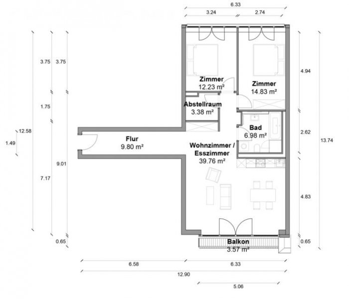 Berlin Perfekt geschnittene 3 Zimmer Wohnung mit ca. 87m², EBK und Balkon ins Grüne direkt in Mitte! Wohnung mieten