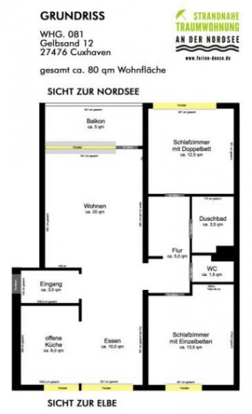 Cuxhaven Strandnahe TRAUMWOHNUNG NO. 1 modern und voll ausgestattet für max. 4 Personen 2012 komplett saniert Wohnung mieten
