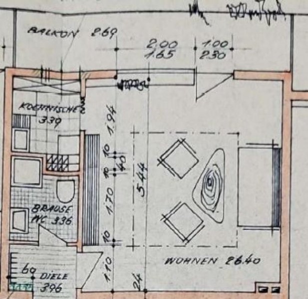 Ratingen Zentral gelegene 1-Zimmer-Wohnung mit Balkon und EBK Wohnung mieten