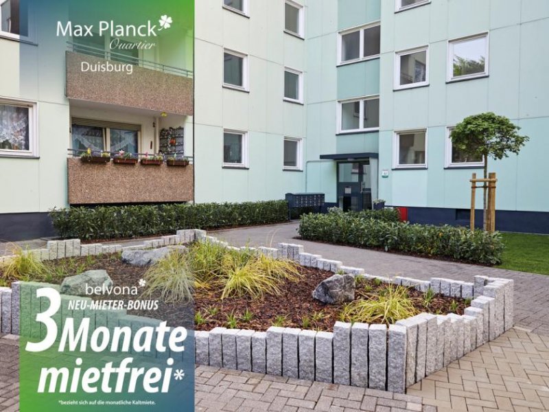 Duisburg SOFORT FREI!belvona Max Planck Quartier:
2 Zimmerwohnung in Ahorn.
3 Monate mietfrei! Wohnung mieten