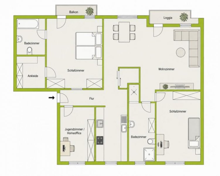 Köln Moderne 4-Zimmer Wohnung mit Süd-Balkon und Loggia in Köln-Nippes Wohnung mieten
