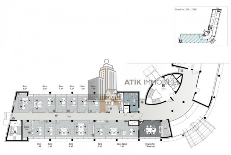Frankfurt am Main ATIK: Moderne Büroflächen mit Parkanlage, Stellplätzen und optimaler Verkehrsanbindung Gewerbe mieten