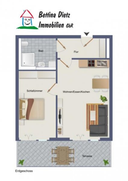 Rödermark DIETZ: Moderne und helle 2-Zimmerwohnung im EG! mit 1 TG-Stellplatz und Kellerraum! Wohnung mieten