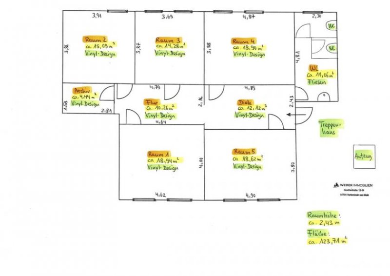Frankfurt am Main ++ Gewerbeeinheit für Praxis, Schulungen oder Büro ++ 5 Räume ++ Archiv ++ sanitäre Einrichtung Gewerbe mieten