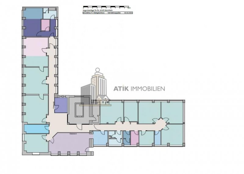Mannheim ATIK: Büroflächen in Mannheims bekanntester Büromeile nähe Wasserturm - provisionsfrei Gewerbe mieten