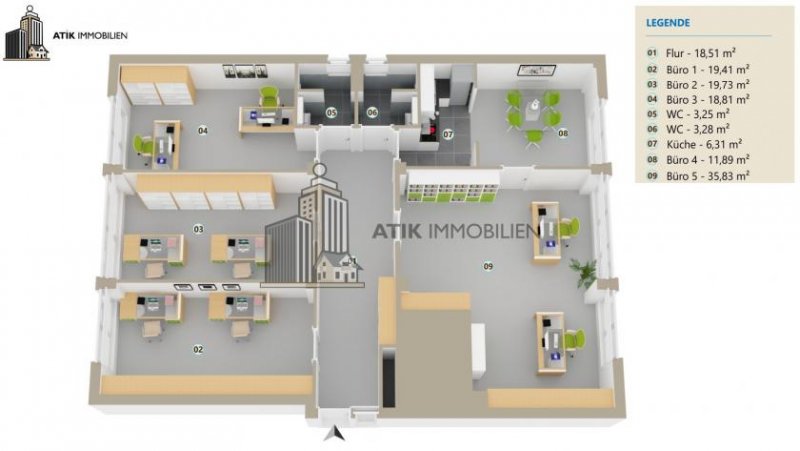 Mannheim ATIK: Klimatisierte Bürofläche im Erdgeschoss mit Top Preis-Leistungs-Verhältnis - provisionsfrei Gewerbe mieten