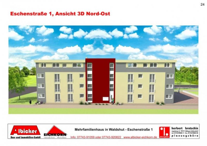 Waldshut-Tiengen Waldshut-Bergstadt: 2 Zimmerwohnung 1. Obergeschoss mit Balkon ca. 61m² mit Lift zu vermieten Wohnung mieten