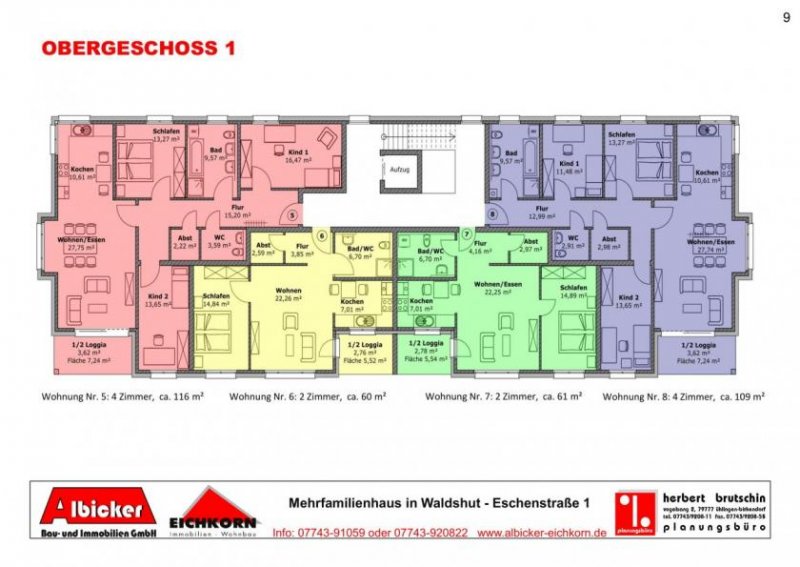 Waldshut-Tiengen Waldshut-Bergstadt: 2 Zimmerwohnung 1. Obergeschoss mit Balkon ca. 61m² mit Lift zu vermieten Wohnung mieten