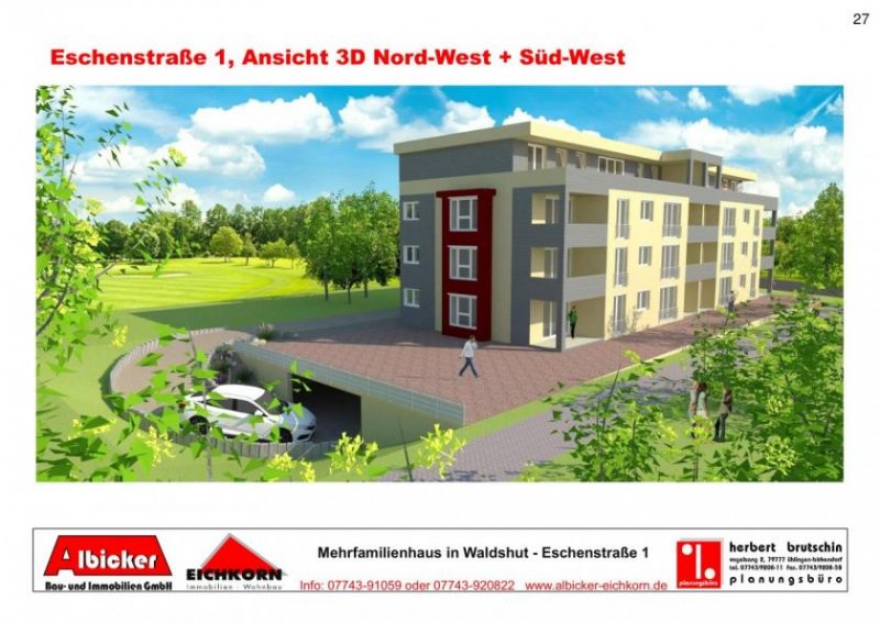 Waldshut-Tiengen Waldshut-Bergstadt: 2 Zimmerwohnung 1. Obergeschoss mit Balkon ca. 61m² mit Lift zu vermieten Wohnung mieten
