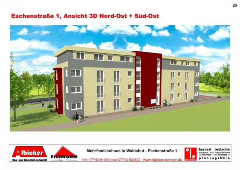 Waldshut-Tiengen Waldshut-Bergstadt: 2 Zimmerwohnung 1. Obergeschoss mit Balkon ca. 61m² mit Lift zu vermieten Wohnung mieten