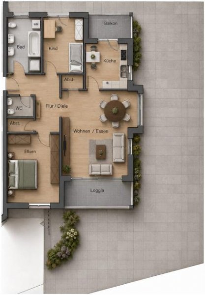 Jestetten 3 Zimmerwohnung im EG mit ca. 95 m² ab dem 01.10.2026 verfügbar Wohnung mieten