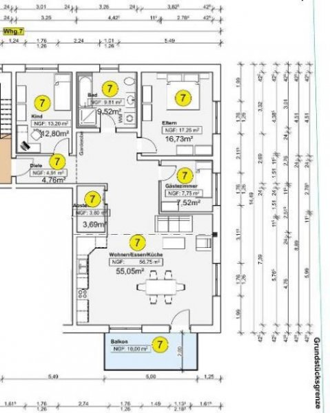 Adelsdorf (Landkreis Erlangen-Höchstadt) 4 Zi. Neubauwohnung (Nr. 7) im OG mit Balkon Wohnung mieten