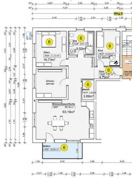 Adelsdorf (Landkreis Erlangen-Höchstadt) 4 Zi. Wohnung (Nr. 6.1, OG) mit Badewanne / Dusche und Balkon Wohnung mieten
