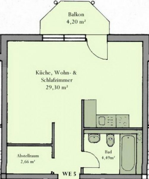 Gotha 1-Zi.-Appartement mit Einbauküche in beliebter Wohnlage Wohnung mieten