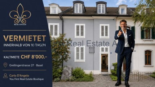 Basel Immobilien VERMIETET-Charaktervolles Stadthaus im Gellert / St. Alban mit grosszügigem Raumangebot, privatem Garten Haus 